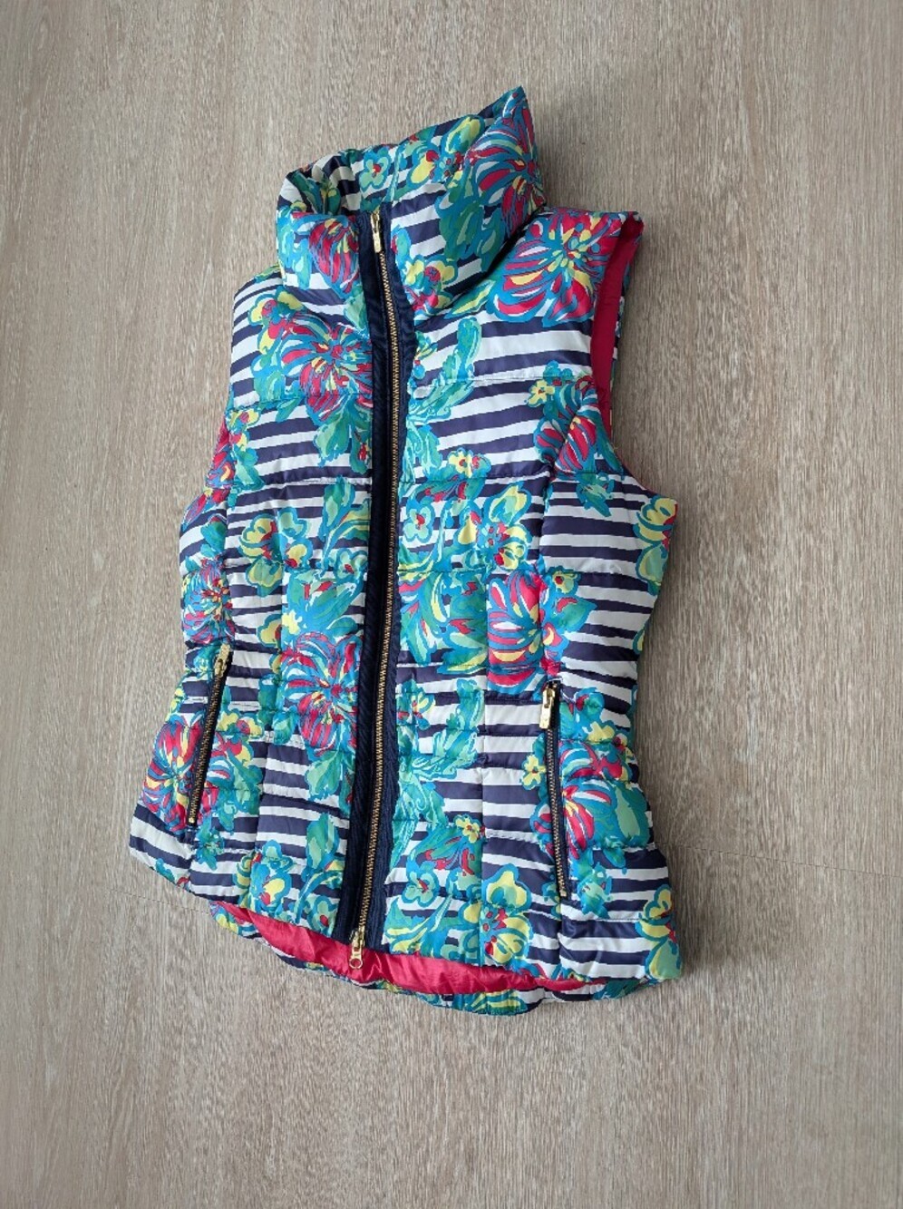 Lilly Pulitzer Vest Women's Large Puffer SYD Paradisio Down Feather Full Zip - Picture 4 of 12